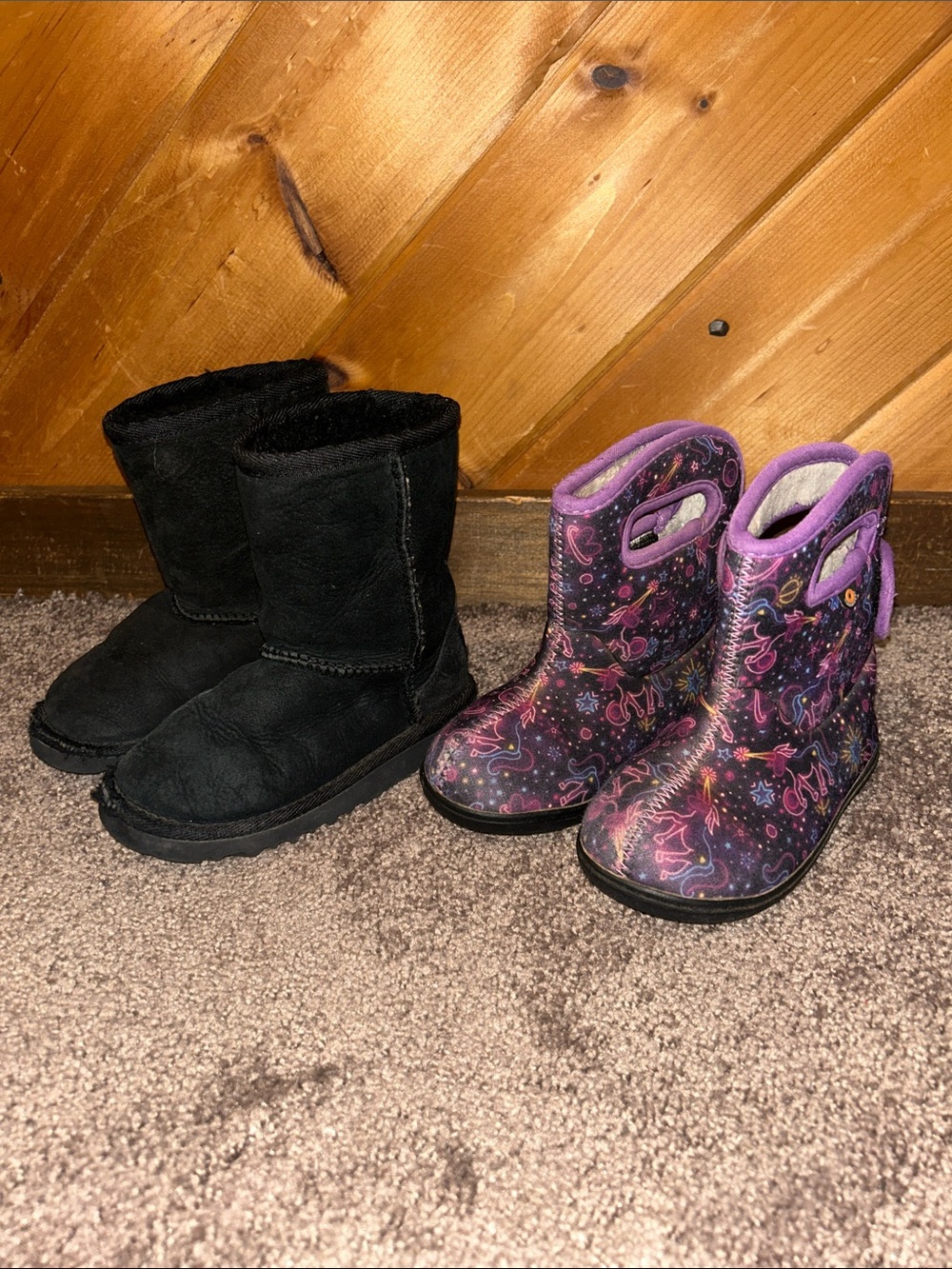 Toddler kids size 9 UGG black boots & Bogs unicorn galaxy boots